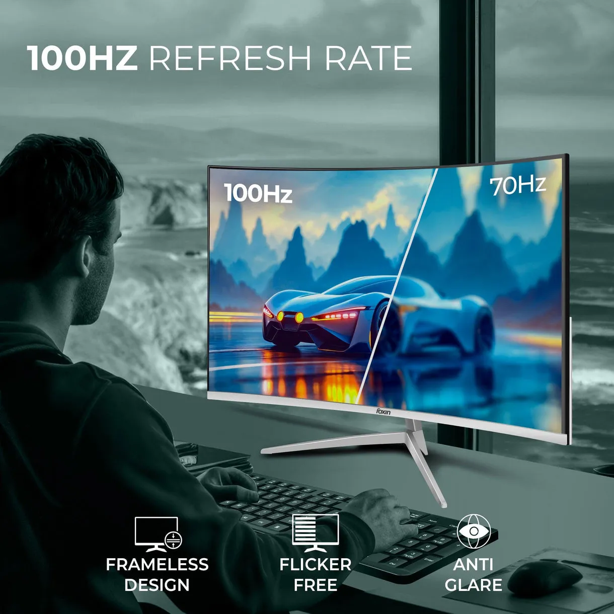 Foxin LED Monitor 24" Curved FHD 100Hz with Speaker (Elite Pro 24) view 4